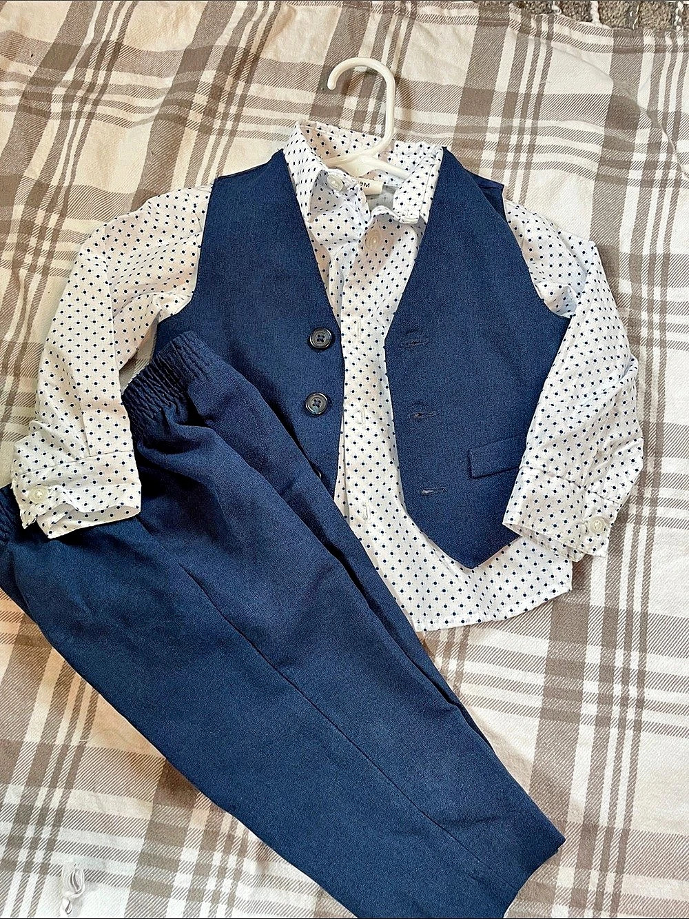 Van Heusen Baby 6/9M 4-Piece Formal Set Blue & White Like New
